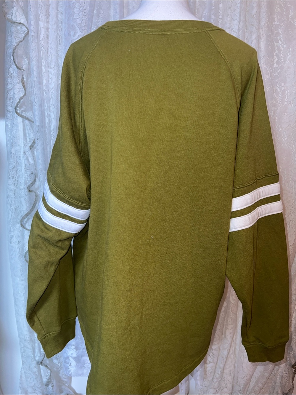 VS PINK Olive Green Crewneck Sweatshirt with White Lettering - Picture 3 of 6